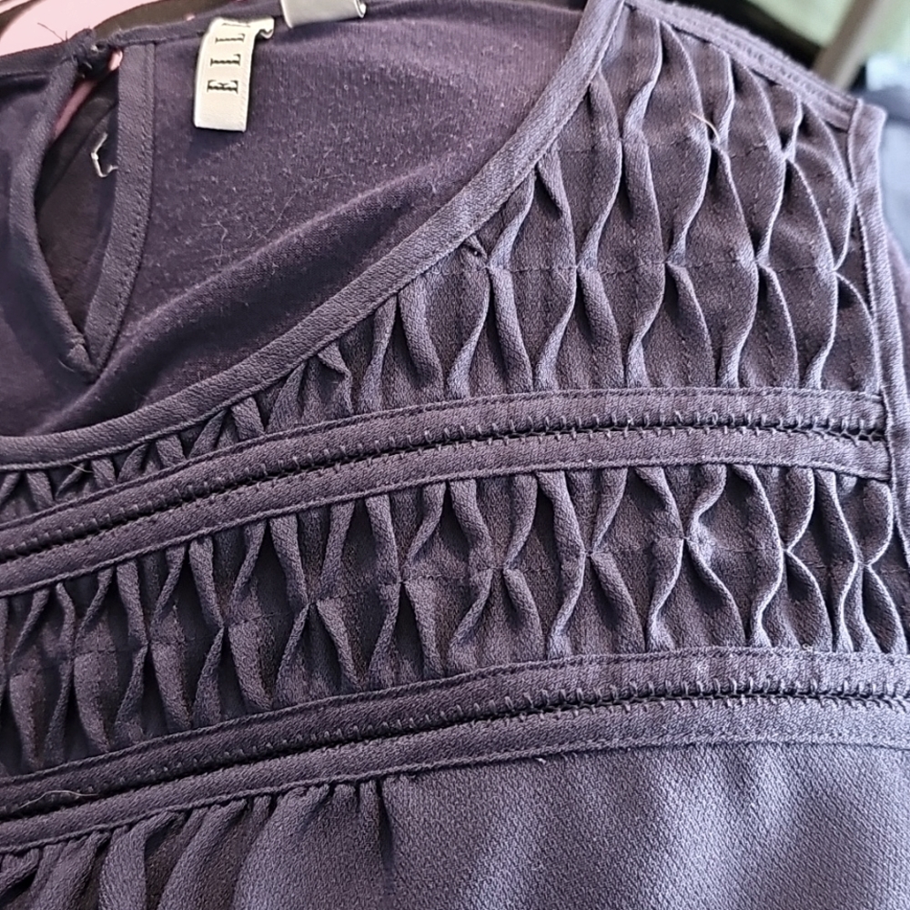 Elle Navy Blue Smocked Tank Top - Picture 3 of 6